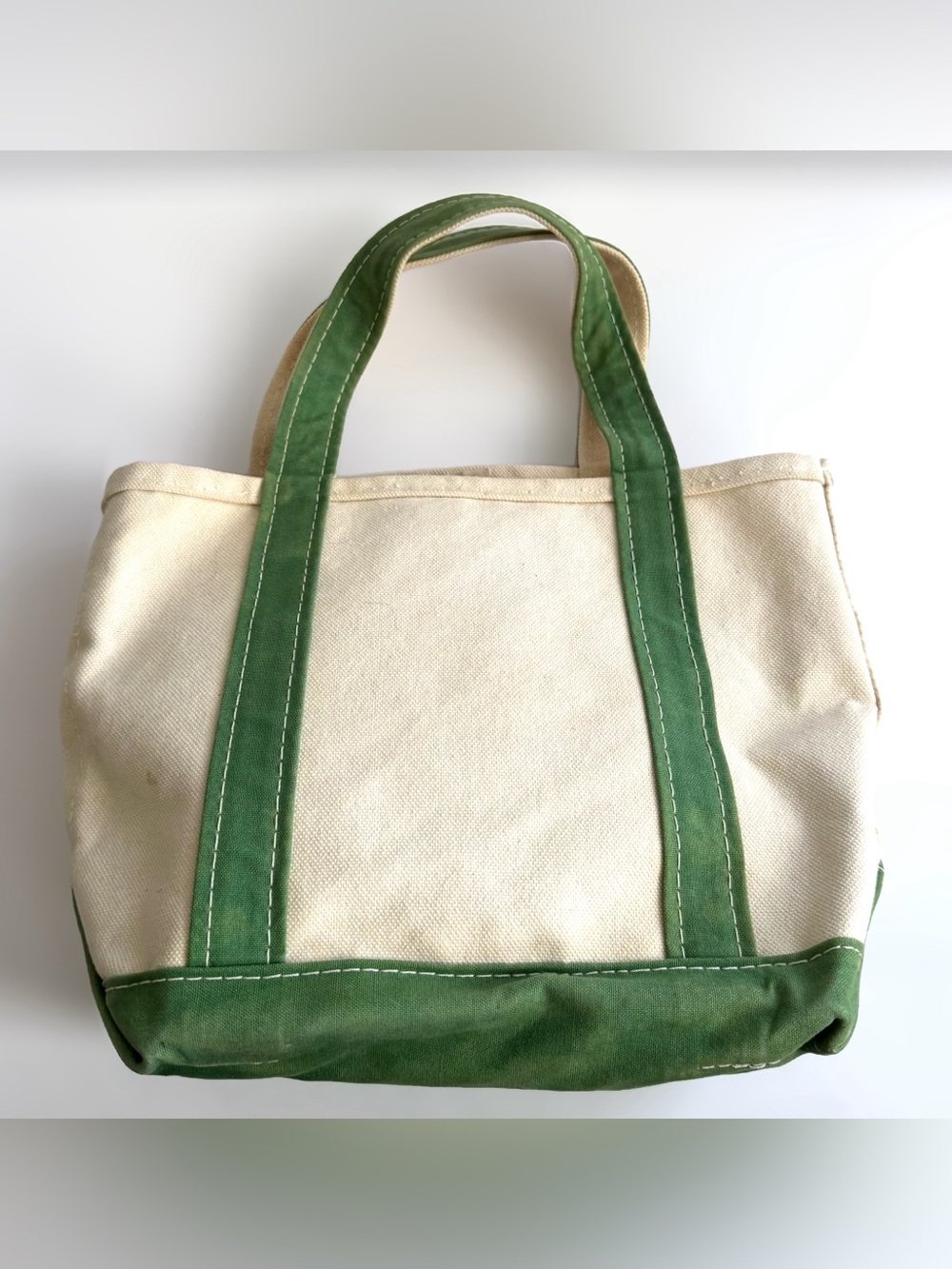 Vintage L.L. Bean Boat And Tote Small Green Canvas Open Top USA Preppy Coastal - Picture 3 of 15